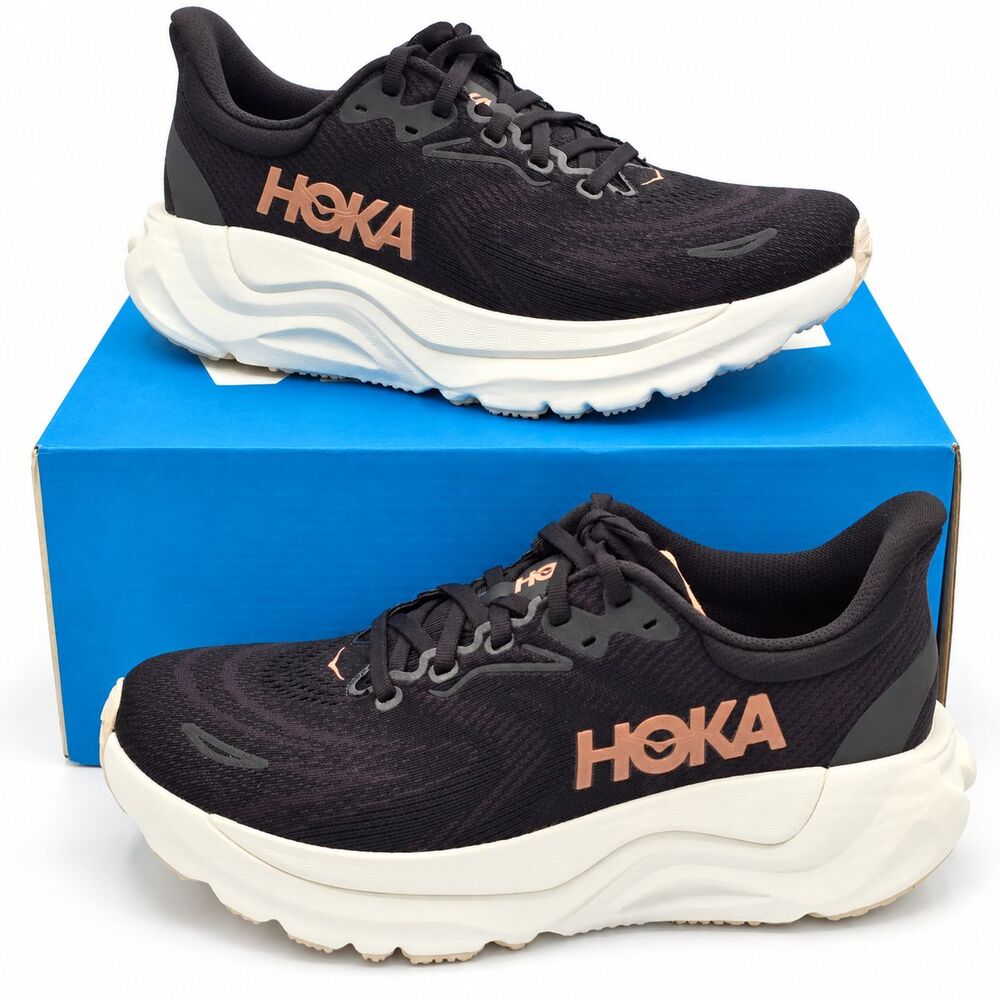 HOKA Arahi 8 Women's 7.5 B Black Rose Gold H-Frame Stability Road Running Shoes